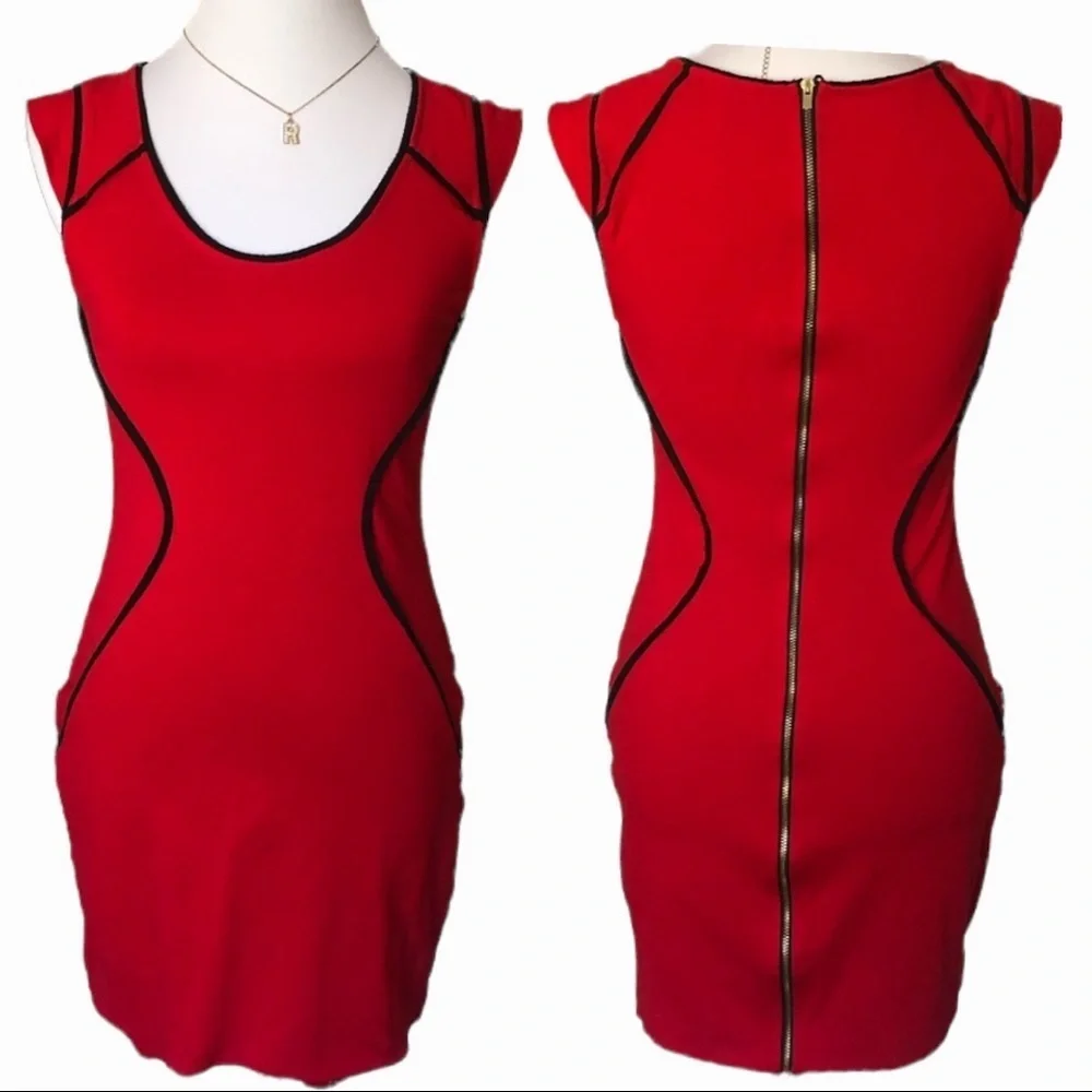EXPRESS perfect red bodycon dress with zip up back​